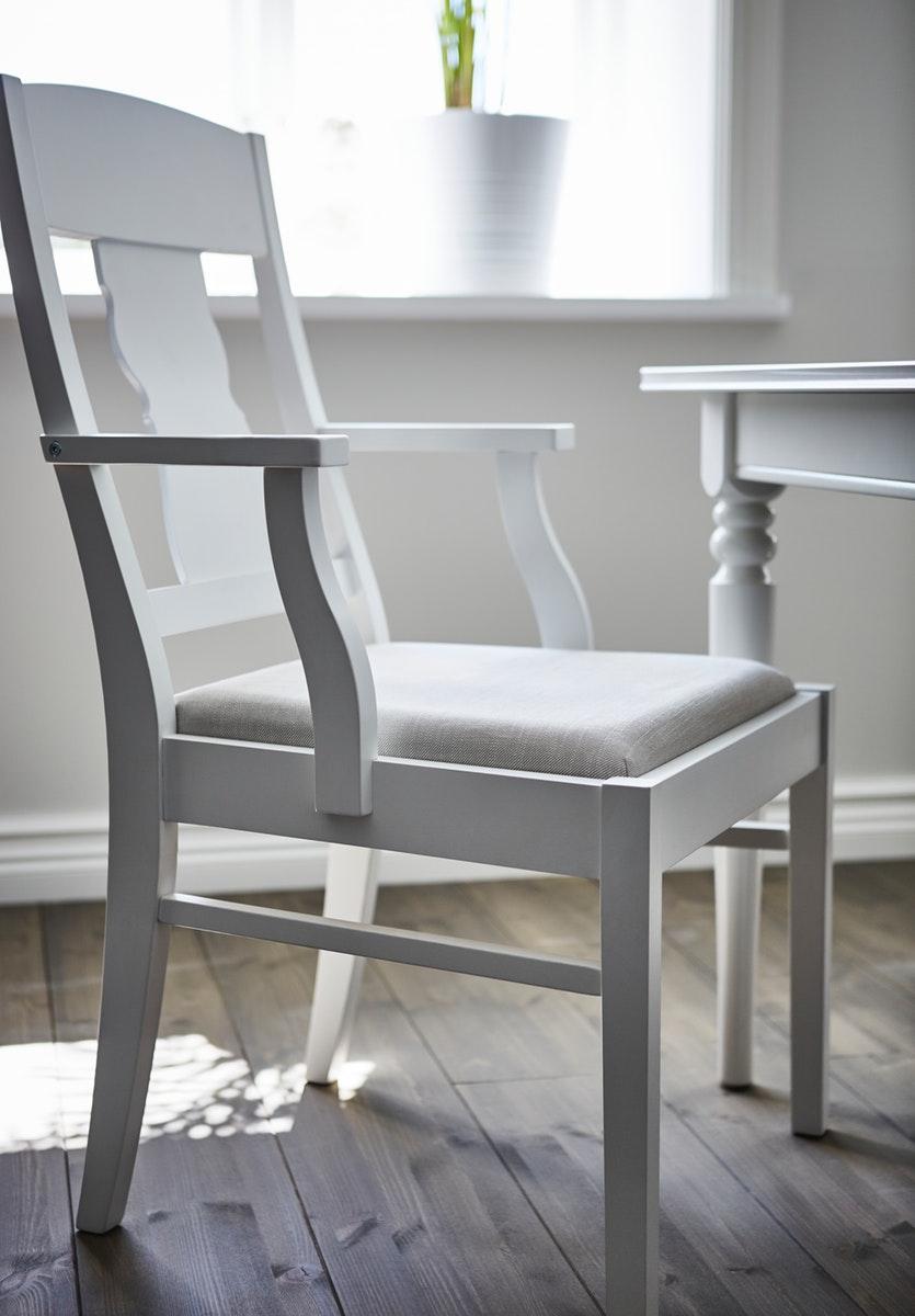 INGATORP Krzesło z podłokietnikami, biały/Nordvalla beżowy