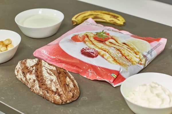 Ingredients for making easy pancakes