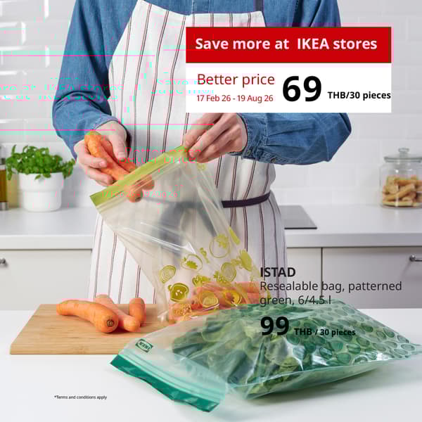ISTAD (00525687) resealable bag (Global art.no. 40525685)
https://www.ikea.com/th/en/p/istad-resealable-bag-patterned-green-00525687/ 
