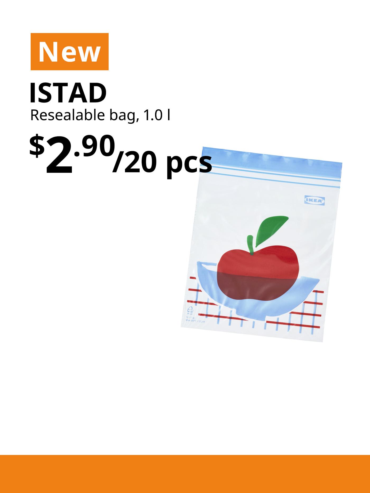 ISTAD Resealable bag, multicolour/patterned, 1.0 l