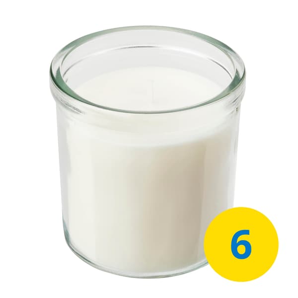 JÄMLIK scented candle in glass.