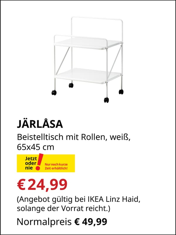 JÄRLÅSA Beistelltisch mit Rollen. 24,99€ statt 49,99€