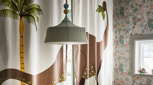 JÄTTELIK Curtains with tie-backs