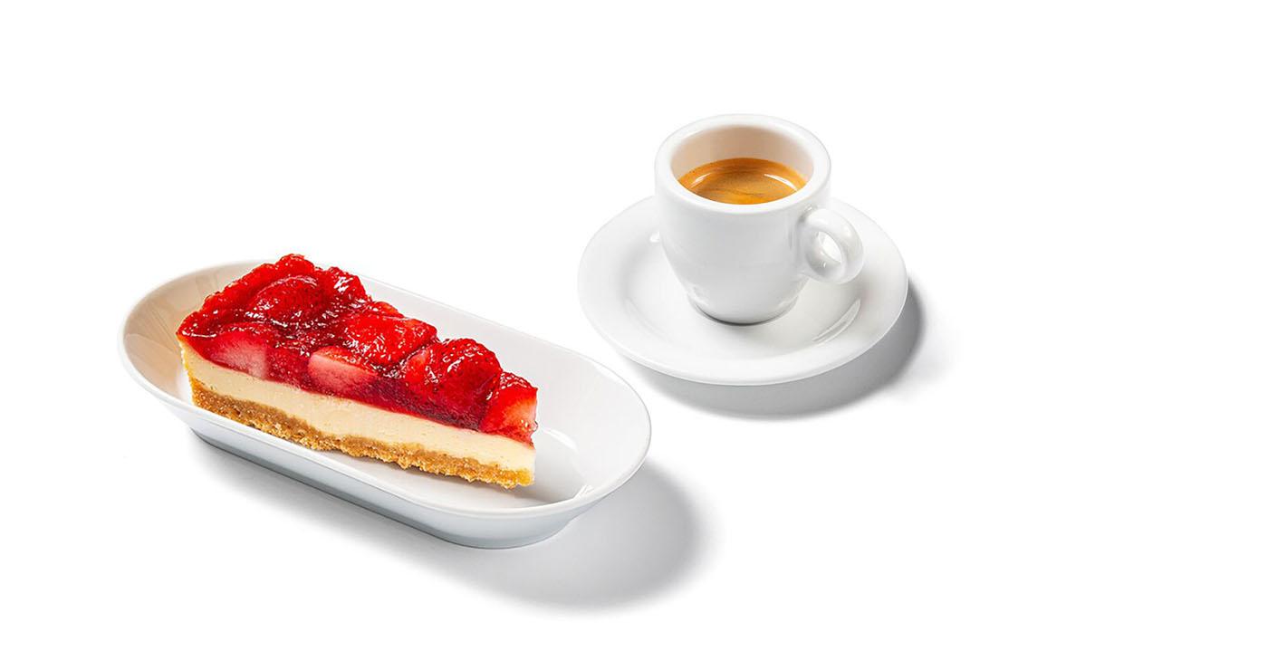 Jahodový cheesecake + espresso