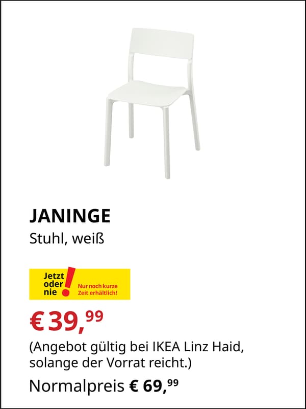 JANINGE Stuhl, weiß. € 39,99 statt € 69,99