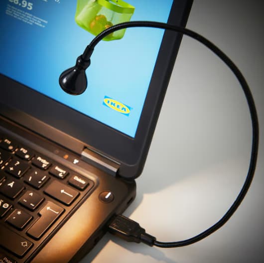 JANSJÖ LED-es USB lámpa, fekete, 38 cm