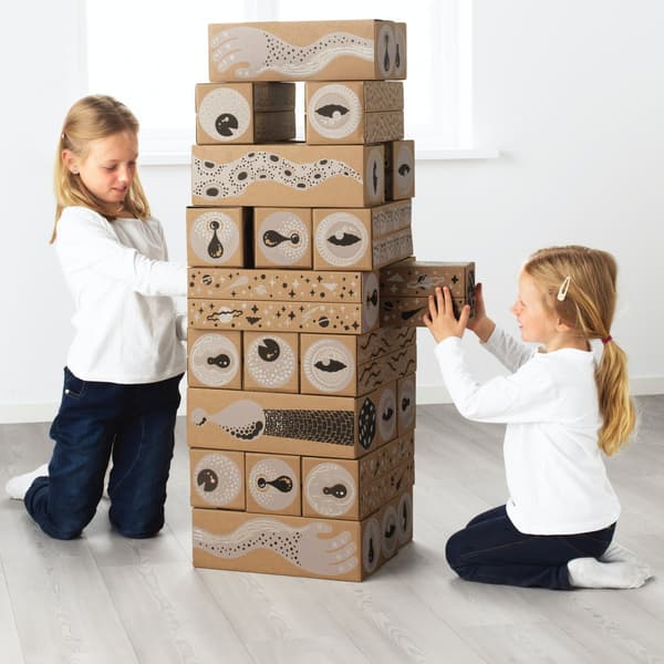 Jenga with reused cardboard boxes