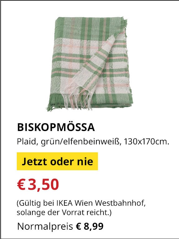 Jetzt oder Nie Angebot: BISKOPMÖSSA Plaid um €3,50 statt €8,99
