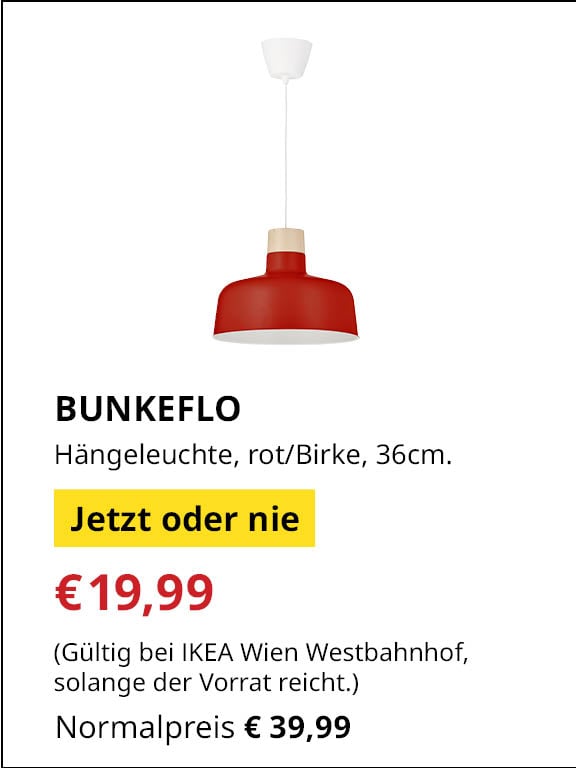 Jetzt oder Nie Angebot: BUNKEFLO Hängeleuchte um €19,99 statt €39,99