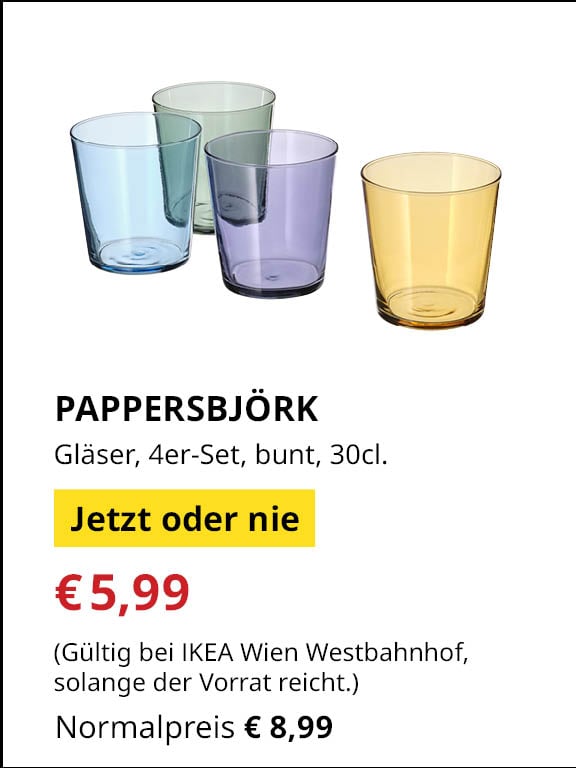 Jetzt oder Nie Angebot: PAPPERSBJÖRK Gläser um €5,99 statt €8,99