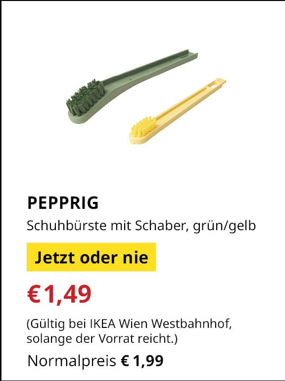 Jetzt oder Nie Angebot: PEPPRIF Schuhbürste um €1,49 statt €1,99