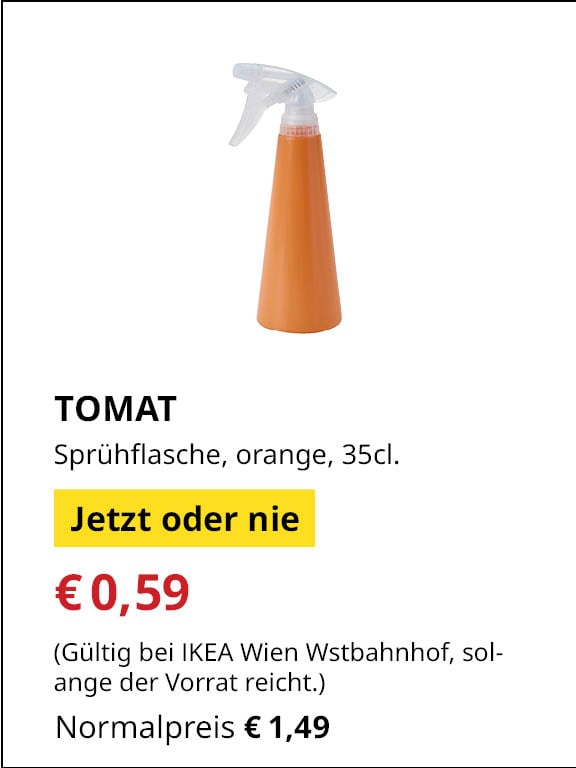Jetzt oder Nie Angebot: TOMAT Sprühflasche um €0,59 statt €1,49. 