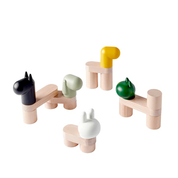 Juego de 20 bloques de madera en forma de animales