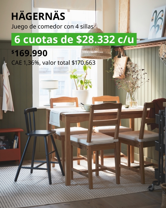 Juego de comedor HAGERNAS con precio de cuotas sin interés