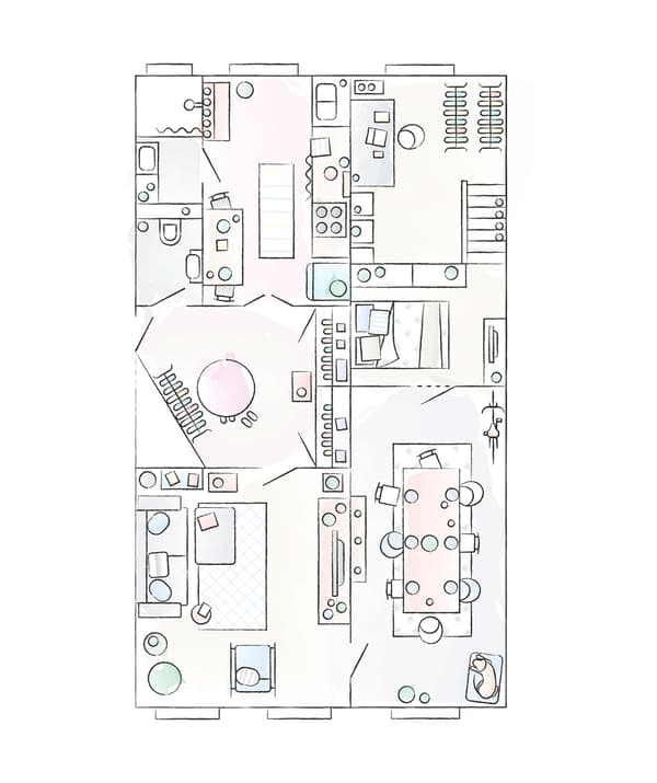 แปลนอพาร์ทเมนต์ของ Julia และ André
