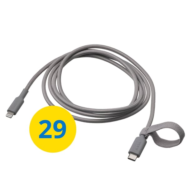 Kabel LILLHULT USB-C na lightning, šedý.