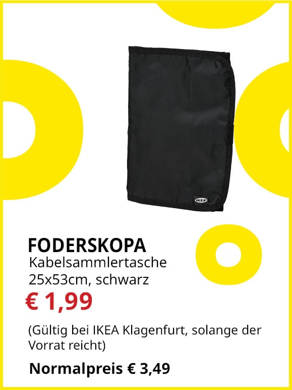 Kabelorganiser Foderskopa, schwarz, statt € 3,49 um € 1,99.