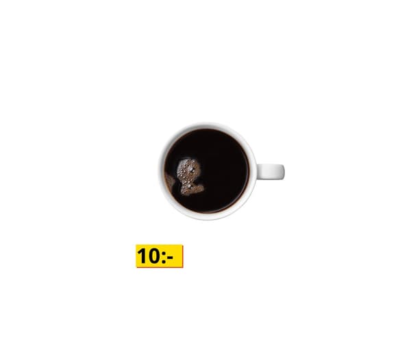 Kaffe mot en vit bakgrund.