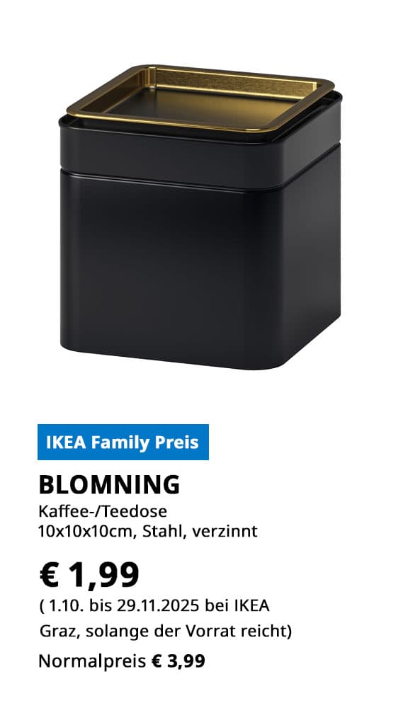 Kaffee - oder Teedose Blomning, 10x10x10cm, statt € 3,99 um € 1,99.