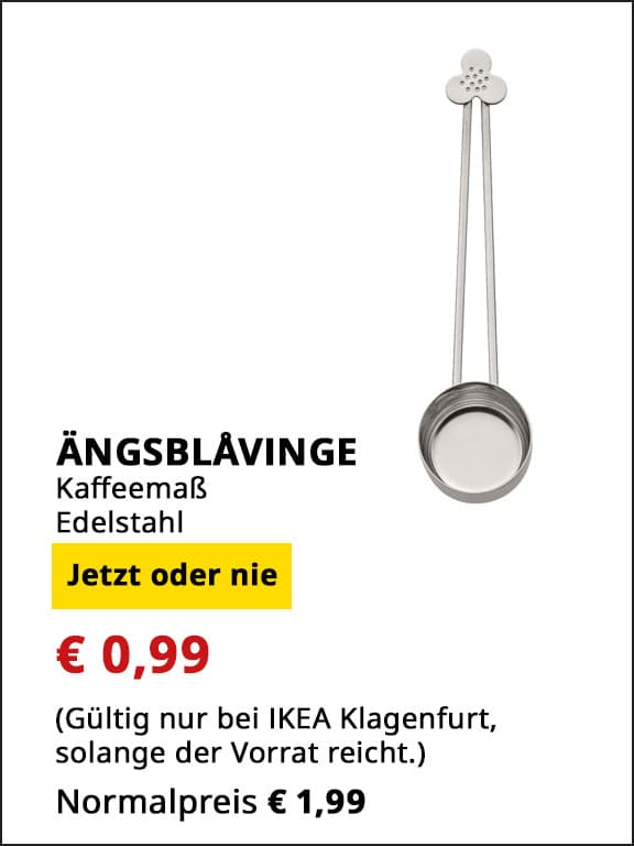 Kaffeemaß Ängsblåvinge, Edelstahl, statt € 1,99 um € 0,99.