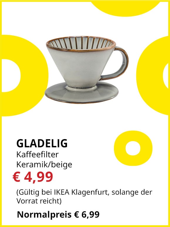 Kaffefilter Gladelig, Keramik/beige, statt €6,99 um €4,99.