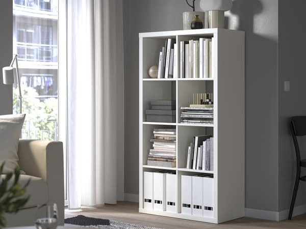 KALLAX bookshelf filled with books and decorative items