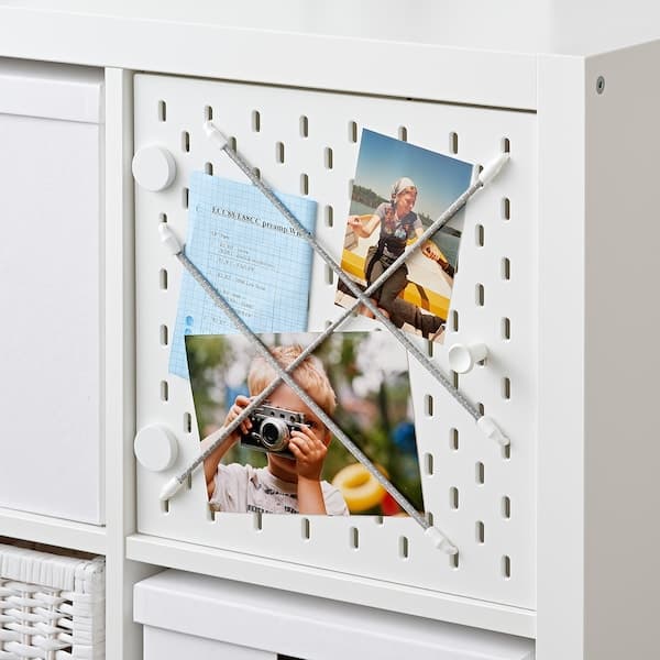 KALLAX white storage box inserts.