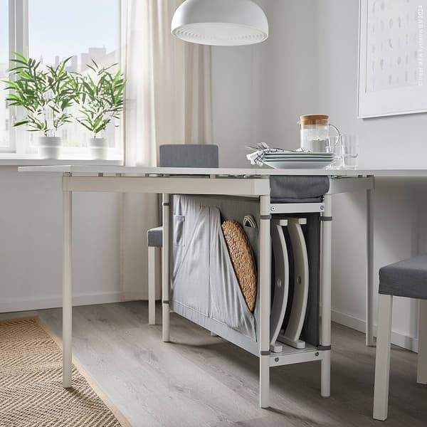 KALLHALL white table with storage by the window