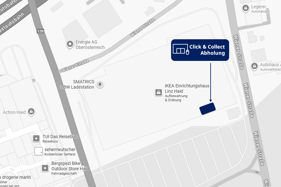 Karte für Click und Collect Abholung IKEA LinzHaid