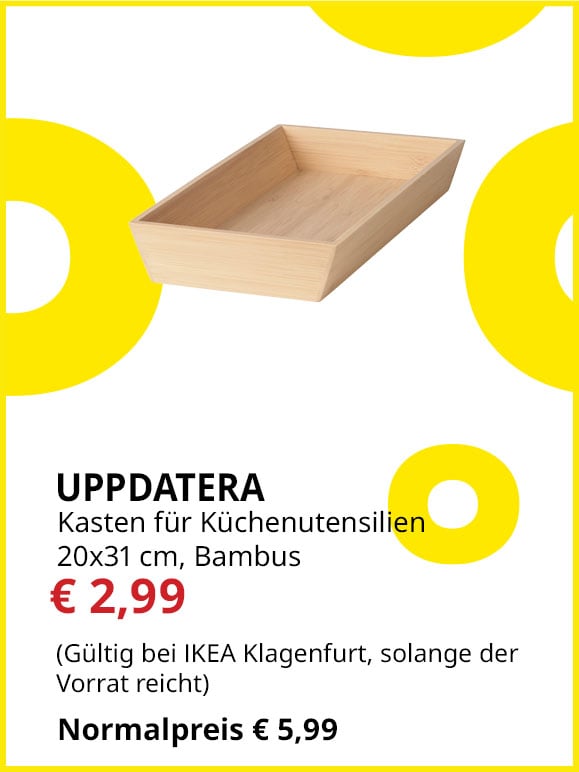 Kasten für Küchenutensilien Uppdatera, 20x31 cm, Bambus, statt €5,99 um €2,99.
