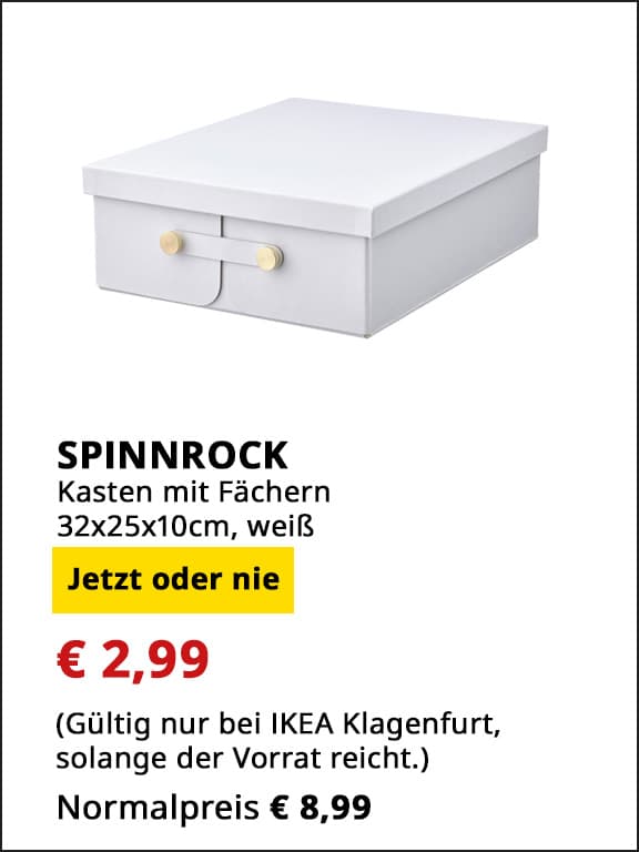 Kasten mit Fächern Spinnrock, 32x15x10cm, weiß, statt € 8,99 um € 2,99.