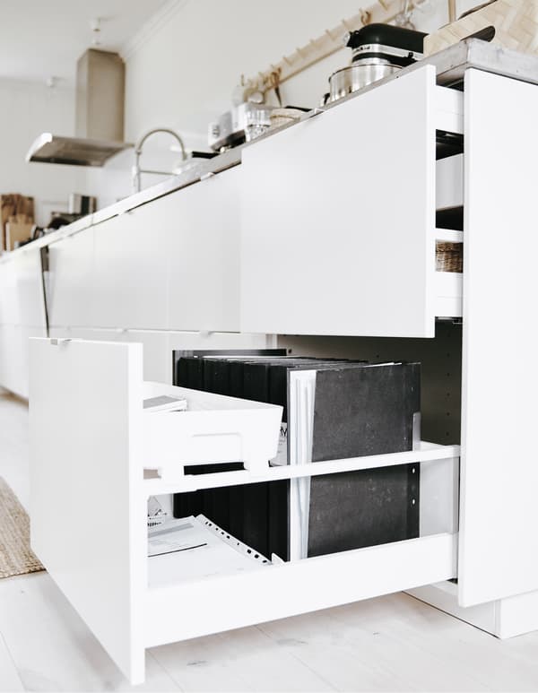 Keep files tidy in a kitchen drawer