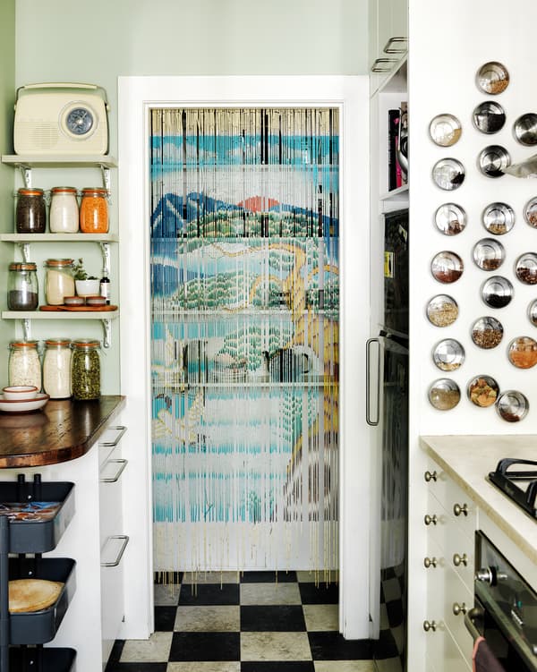 Keep glass jars of basic ingredients on display.