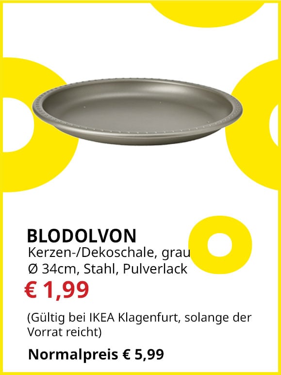 Kerzen oder Dekoschale Blodolvon, Durchmesser 34cm, grau, statt € 5,99 um € 1,99.