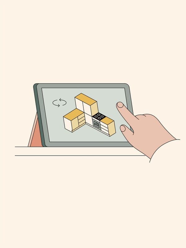 Keuken ontworpen op een tablet