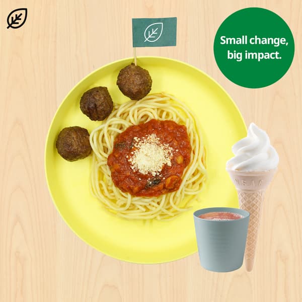 Kids 3 pcs. plant balls
on organic pasta
₱125

Comes with drink and ice cream