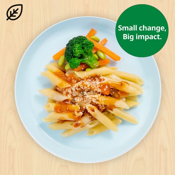Kid's organic penne paste with tomato sauce and mixed vegetables