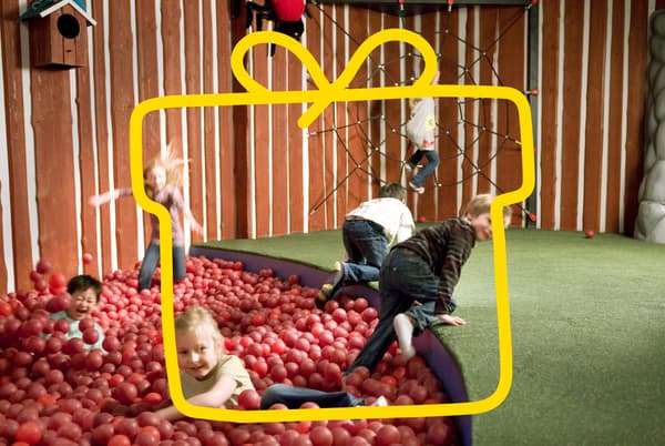 Kinderen spelen in het ballenbad van Smaland bij IKEA.