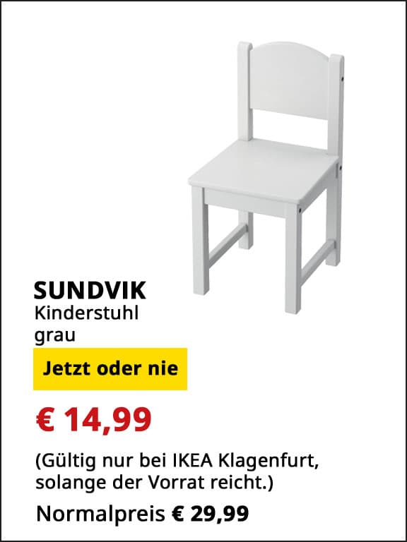  Kinderstul Sundvik, grau, statt € 29,99 um € 14,99.