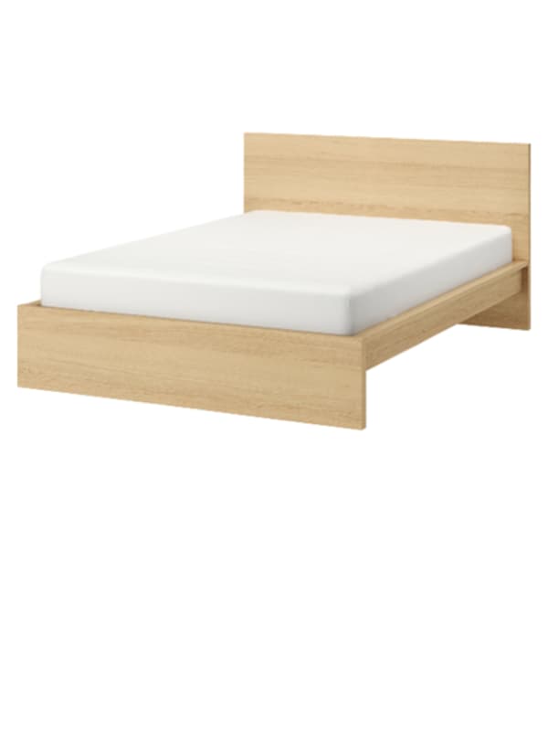 King size MALM bed frame in white stained oak veneer.