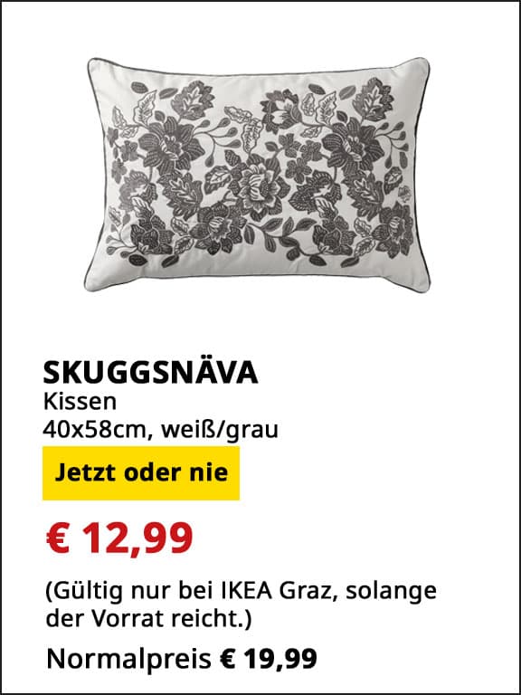 Kissen Skuggsnäva, 40x58cm, weiß/grau, statt € 19,99 um € 12,99.