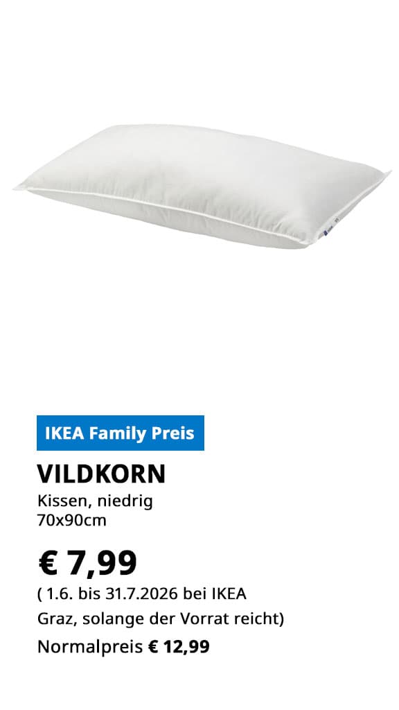 Kissen Vildkorn, niedrig, 70x90cm, statt € 12,99 zum IKEA Family PReis von € 7,99.