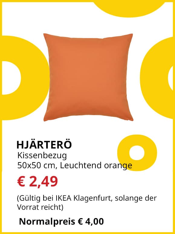 Kissenbezug Hjärterö, für draußen, 50x50cm, leuchtend orange, statt € 4 um € 2,49.