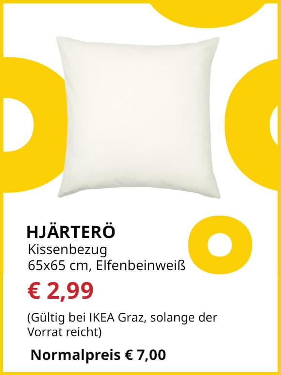 Kissenbezug Hjärterö, für draußen, 65x65cm, elfenbeinweiß, statt € 7 um € 2,99.