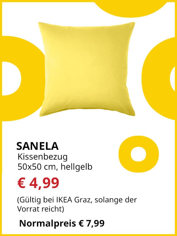 Kissenbezug Sanela, 50x50cm, hellgelb, statt € 7,99 um € 4,99.