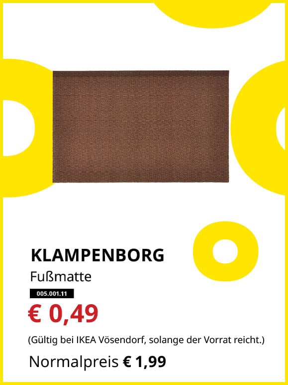 KLAMPENBORG Fußmatte 35x55cm braun statt € 1,99 zum Knut Preis von € 0,49