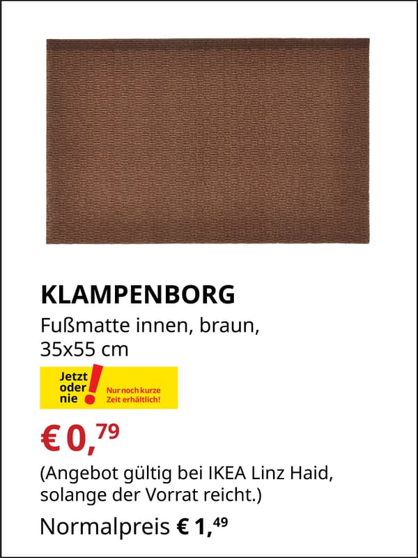 KLAMPENBORG Fußmatte innen. € 0,79 statt € 1,49