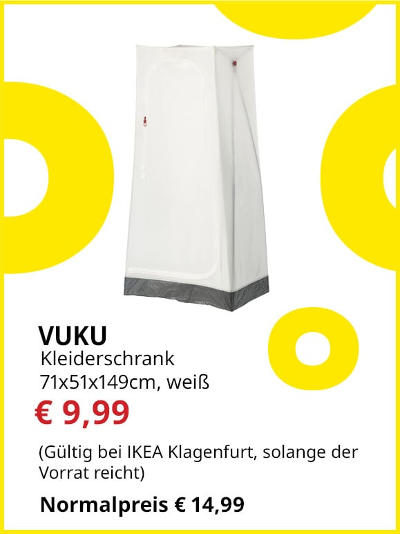 Kleiderschrank Vuku, 74x51x149cm, weiß, statt € 14,99 um € 9,99.