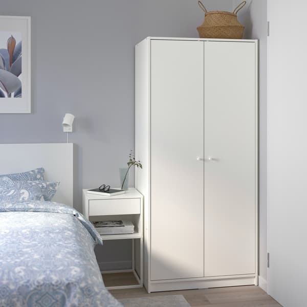 KLEPPSTAD wardrobe with two hinged doors in white.