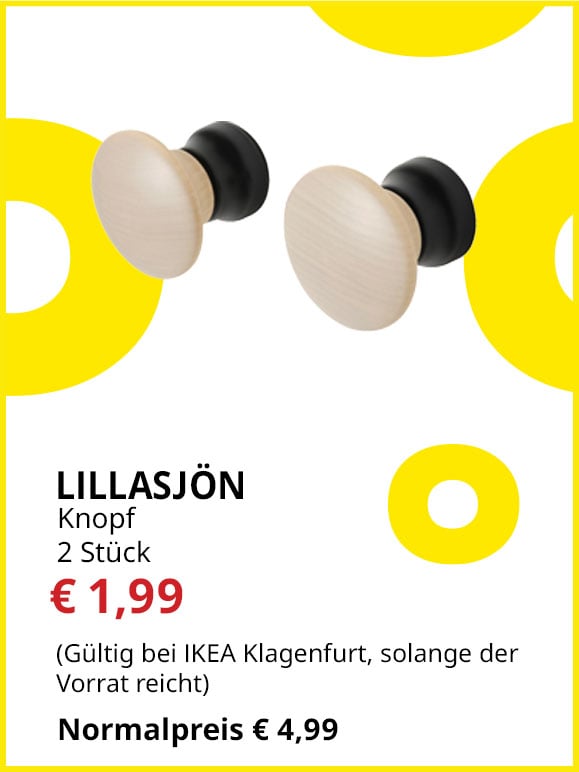 Knopf Lillasjön, für z.B. Kommoden, 2 Stück, statt € 4,99 um € 1,99.